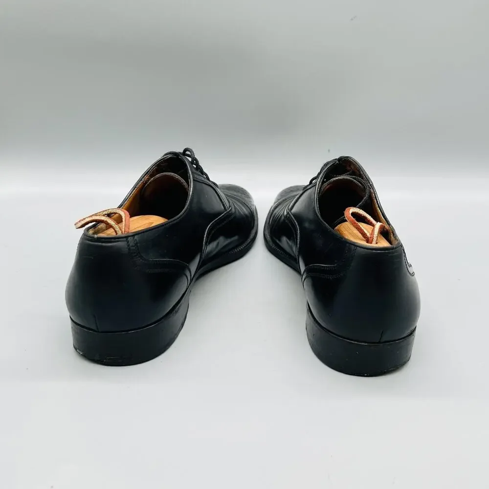 Ferragamo Shoes Mens 8.5 Black Leather Cap Toe Oxford Dres Lace Up Classic